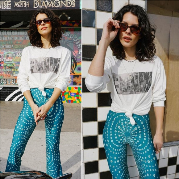 New novella royale janis bells aqua haze legging L teal turquoise leggings pants - Picture 2 of 16